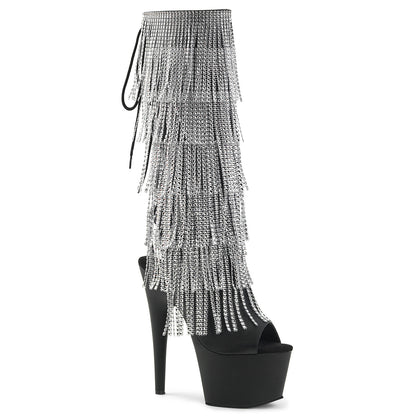 ADORE-2024RSF 7" Heel, 2 3/4" PF Lace-Up Stretch PF Knee Boot, Side Zip