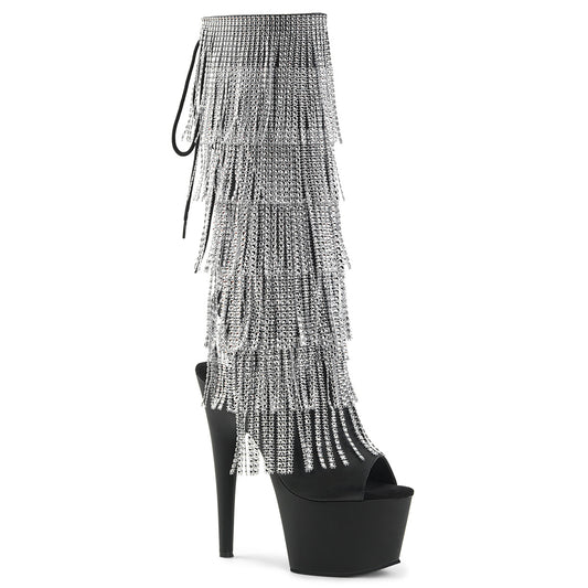 ADORE-2024RSF 7" Heel, 2 3/4" PF Lace-Up Stretch PF Knee Boot, Side Zip