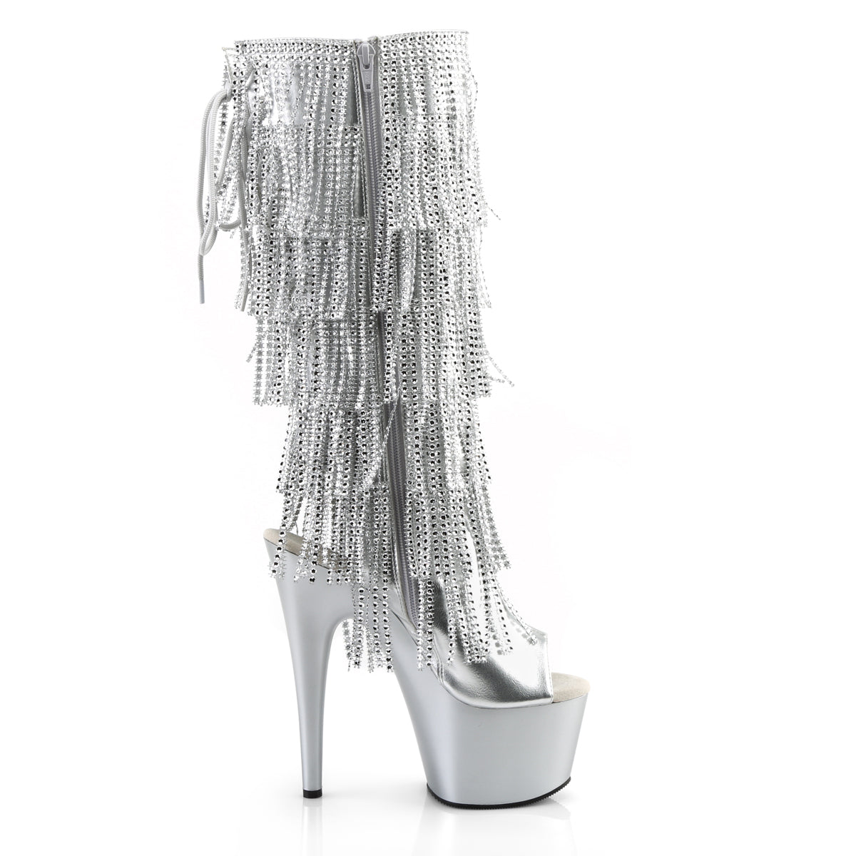 ADORE-2024RSF 7" Heel, 2 3/4" PF Lace-Up Stretch PF Knee Boot, Side Zip