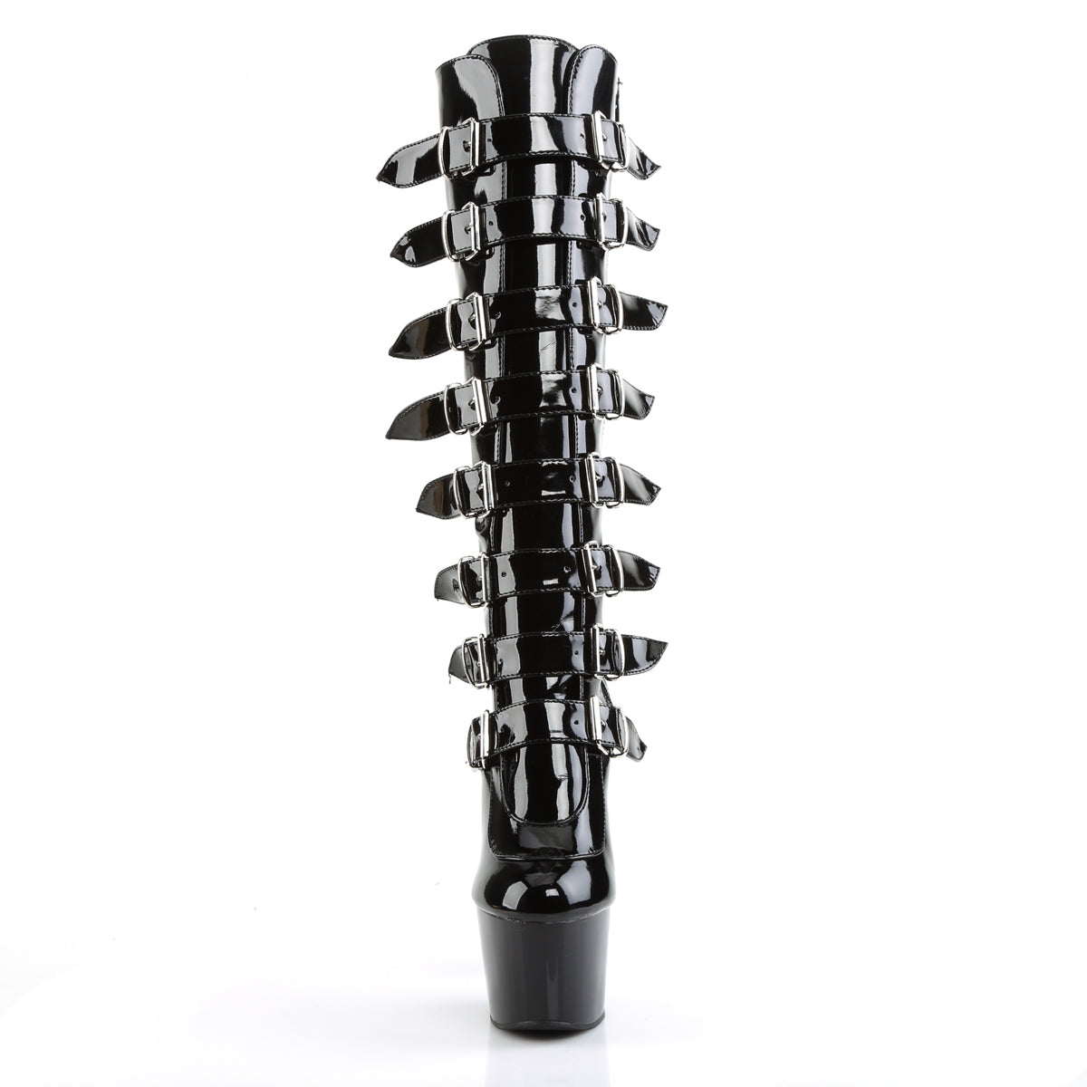 ADORE-2043 7" Heel, 2 3/4" PF Knee Boot with Buckles, Side Zip