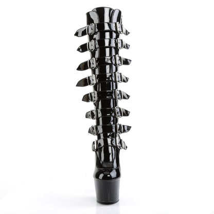 ADORE-2043 7" Heel, 2 3/4" PF Knee Boot with Buckles, Side Zip