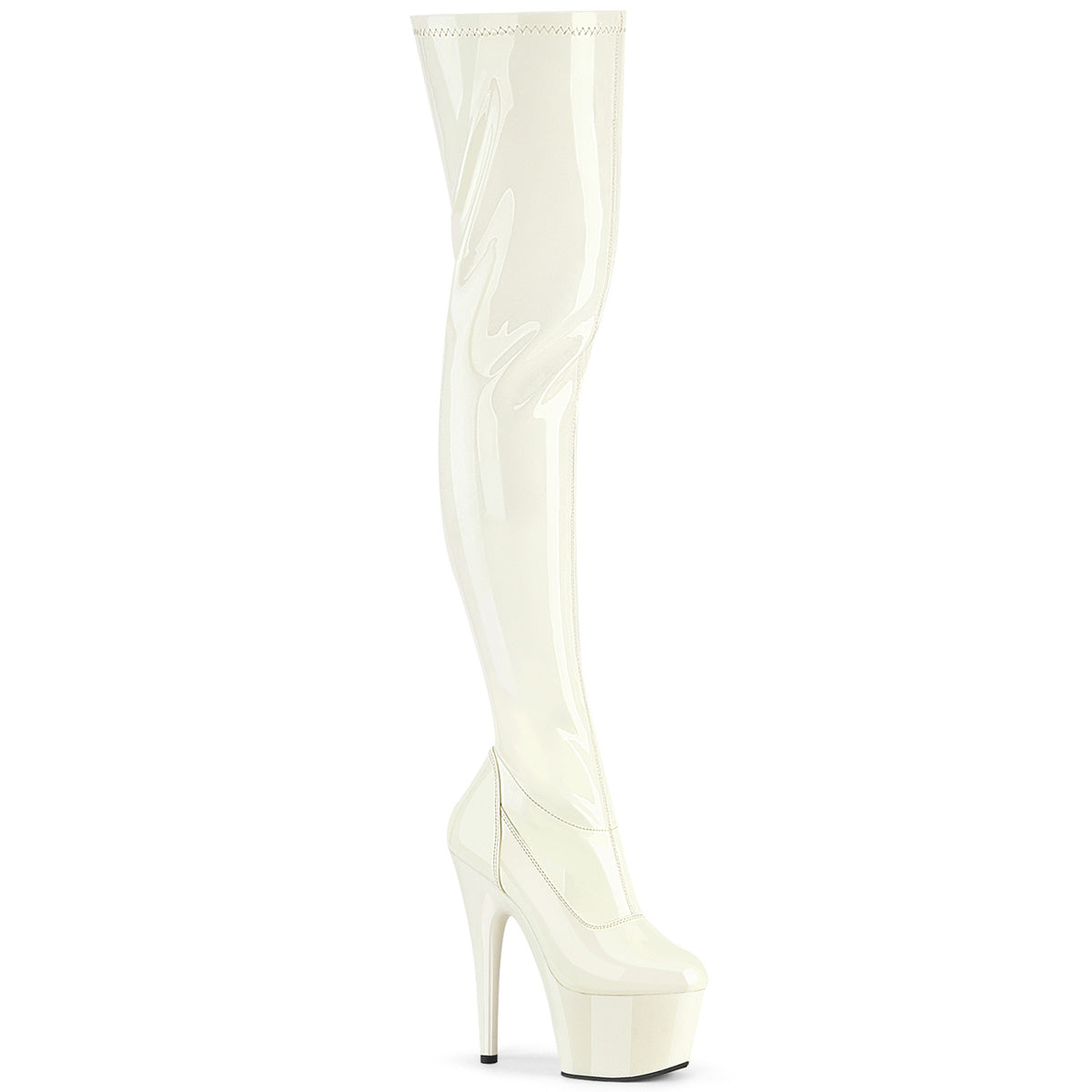 ADORE-3000 7" Heel, 2 3/4" PF Stretch Thigh Boot, Side Zip