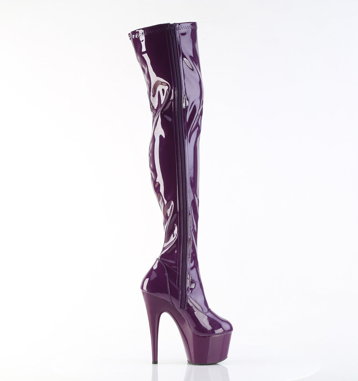 ADORE-3000 7" Heel, 2 3/4" PF Stretch Thigh Boot, Side Zip