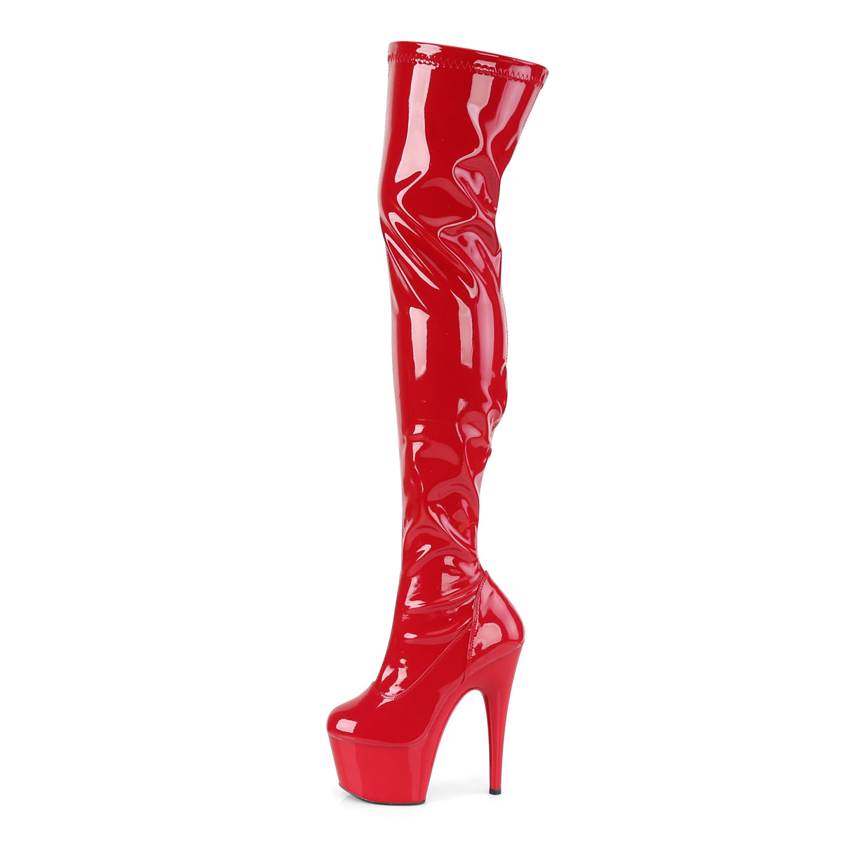 ADORE-3000 7" Heel, 2 3/4" PF Stretch Thigh Boot, Side Zip
