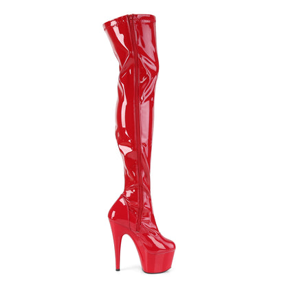 ADORE-3000 7" Heel, 2 3/4" PF Stretch Thigh Boot, Side Zip