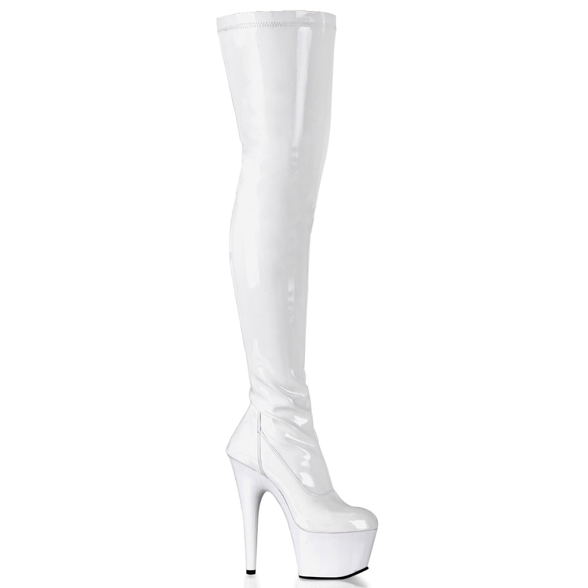 ADORE-3000 7" Heel, 2 3/4" PF Stretch Thigh Boot, Side Zip