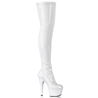 ADORE-3000 7" Heel, 2 3/4" PF Stretch Thigh Boot, Side Zip