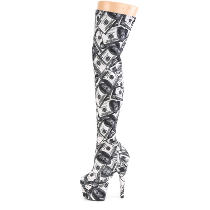 ADORE-3000DP *7" Heel, 2 3/4" PF Stretch Thigh Boot, Side Zip