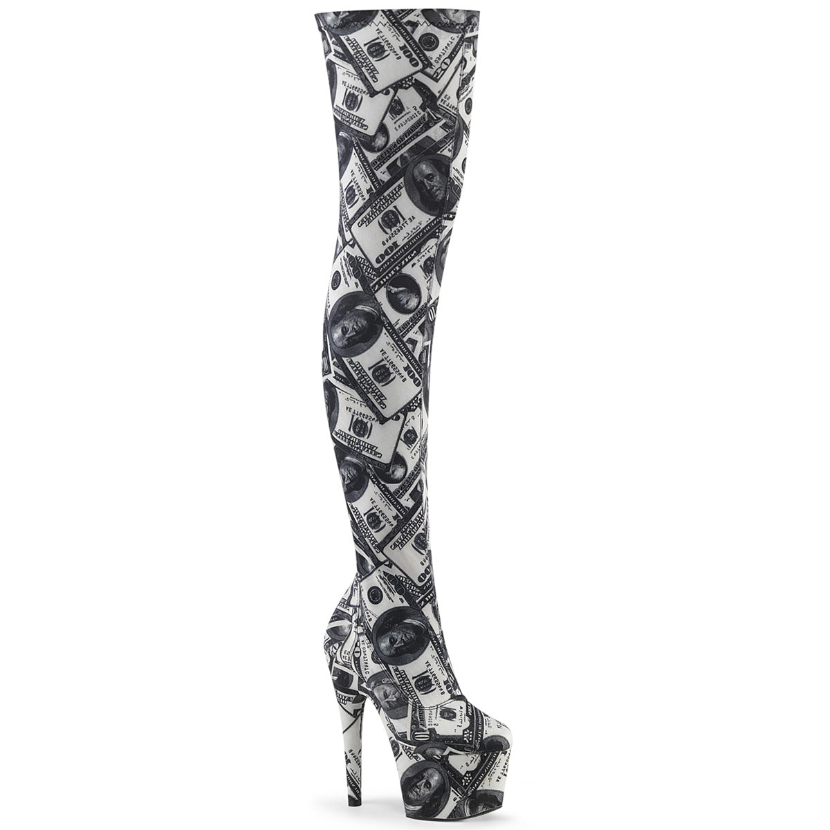 ADORE-3000DP *7" Heel, 2 3/4" PF Stretch Thigh Boot, Side Zip