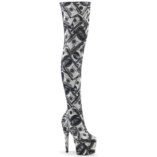 ADORE-3000DP *7" Heel, 2 3/4" PF Stretch Thigh Boot, Side Zip