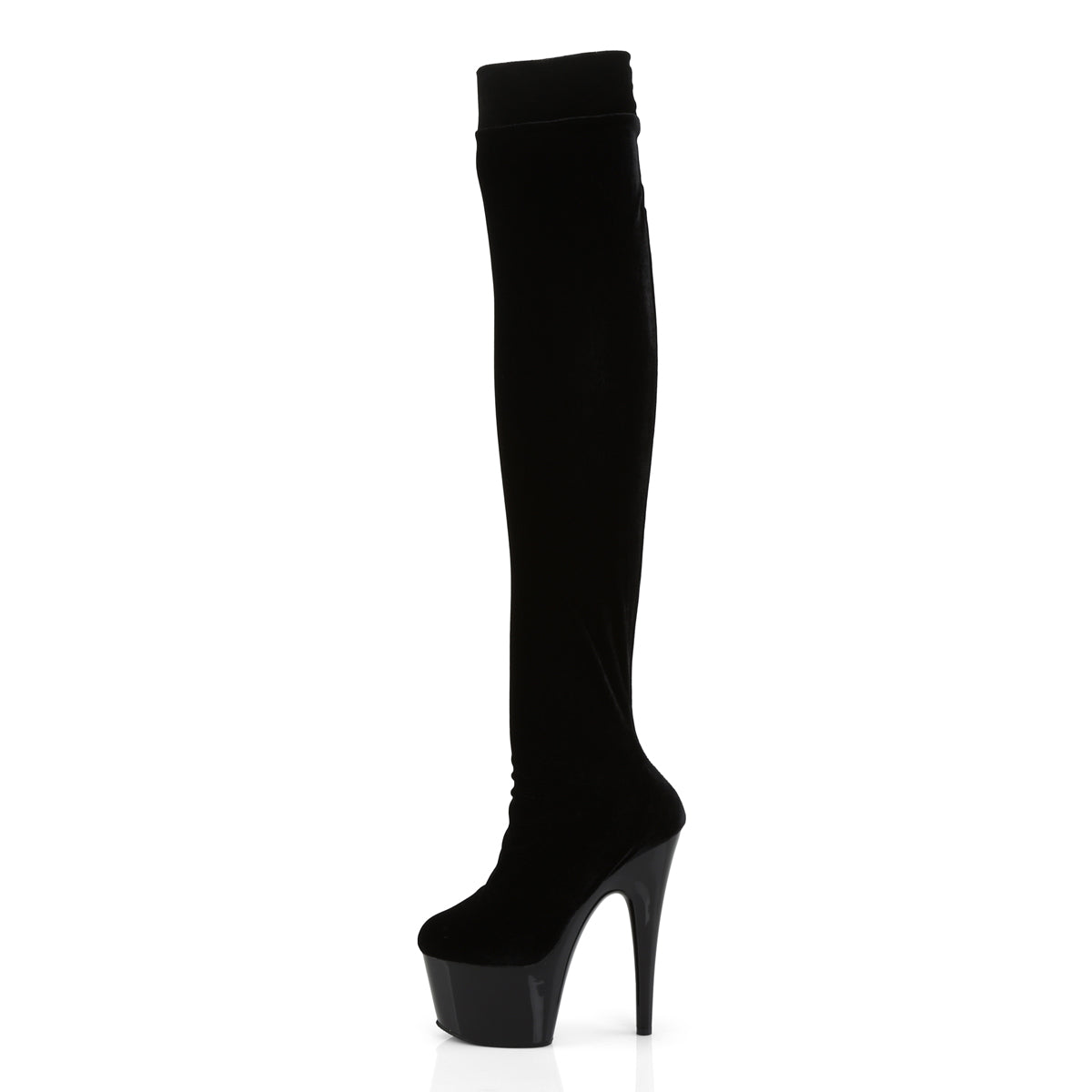 ADORE-3002 7" Heel, 2 3/4" PF Stretch Thigh Boot, Side Zip