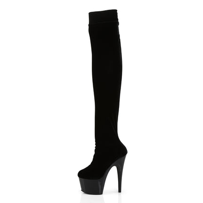 ADORE-3002 7" Heel, 2 3/4" PF Stretch Thigh Boot, Side Zip