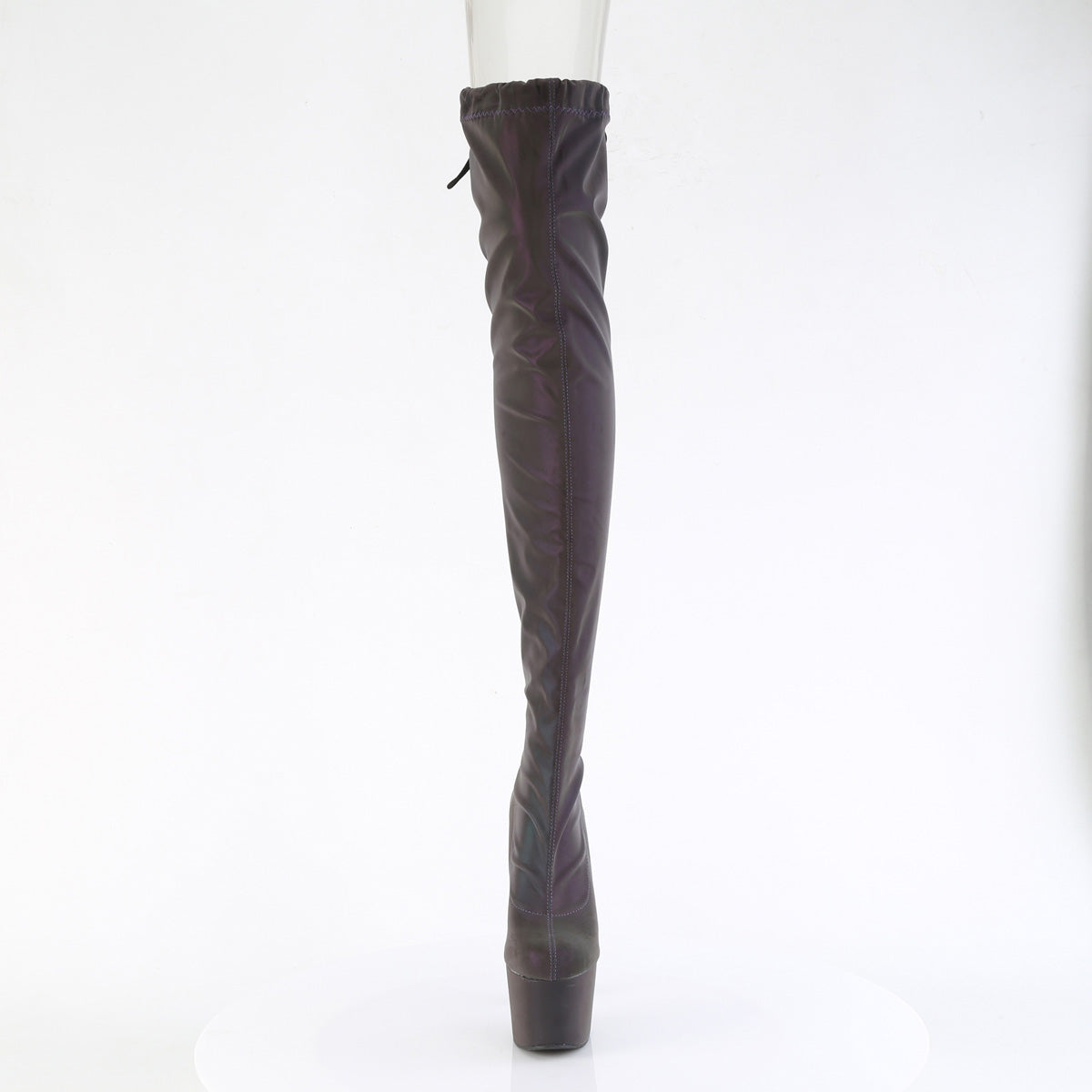 ADORE-3008REFL 7" Heel, 2 3/4" PF Stretch Pull-On Thigh High Boot