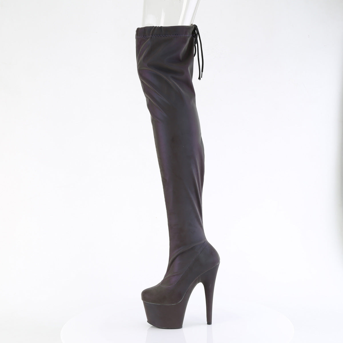ADORE-3008REFL 7" Heel, 2 3/4" PF Stretch Pull-On Thigh High Boot