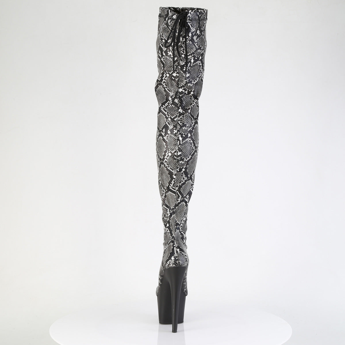 ADORE-3008SP-BT *7" Heel, 2 3/4" PF Stretch Snake Print Pull-On Thigh Boot