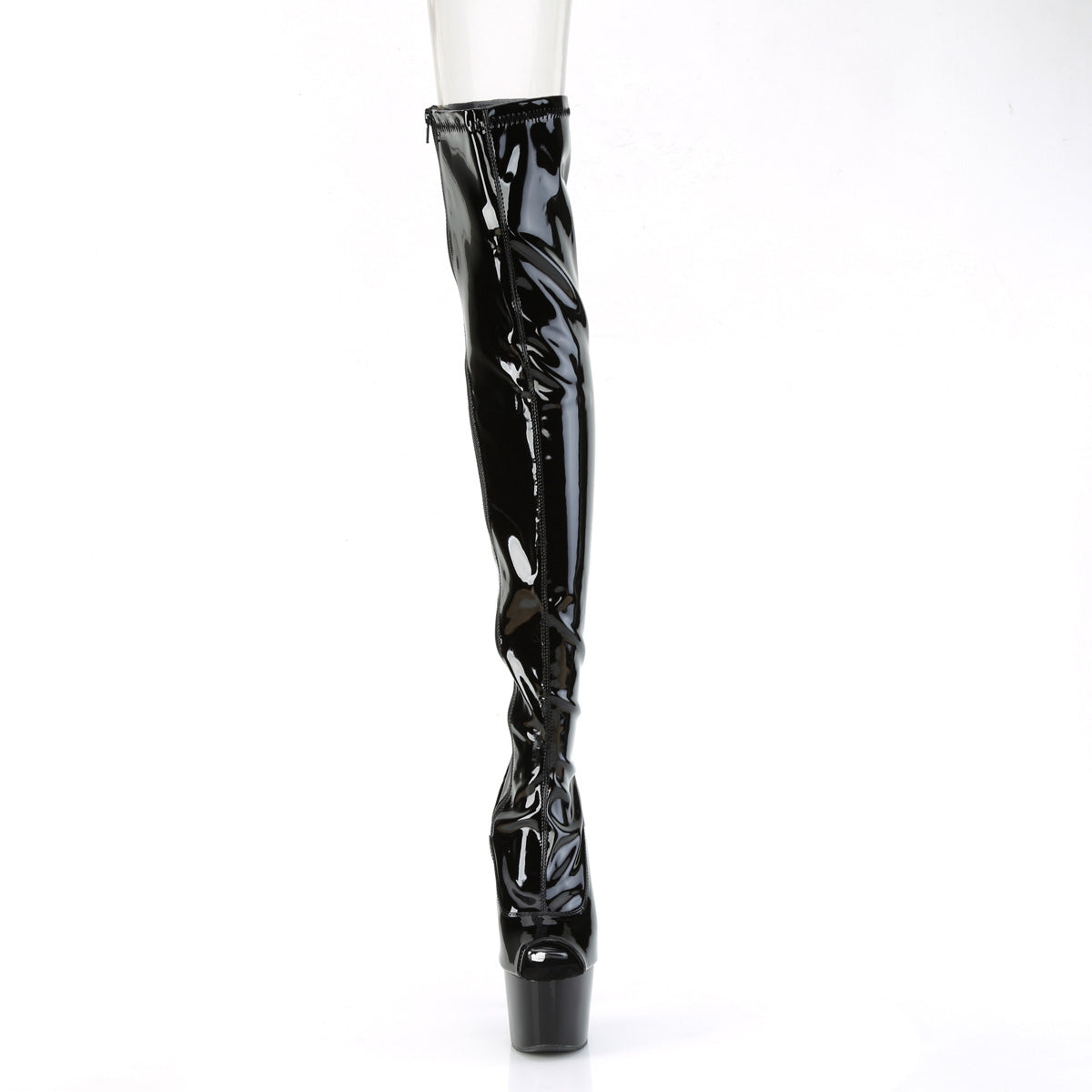 ADORE-3011 7" Heel, 2 3/4" PF Peep Toe Thigh High Boot, Side Zip