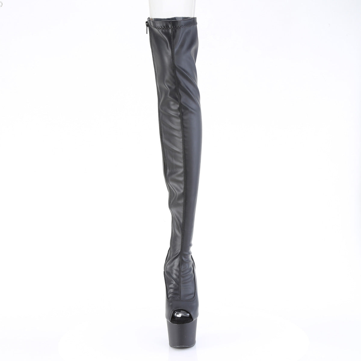 ADORE-3011 7" Heel, 2 3/4" PF Peep Toe Thigh High Boot, Side Zip