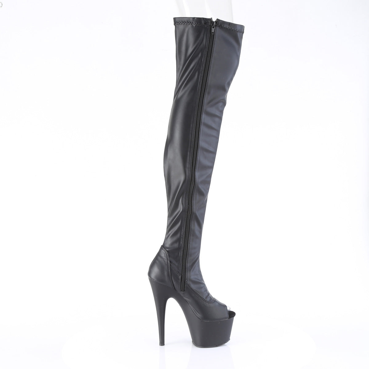 ADORE-3011 7" Heel, 2 3/4" PF Peep Toe Thigh High Boot, Side Zip