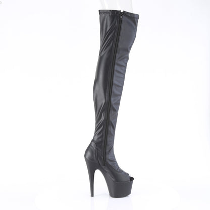 ADORE-3011 7" Heel, 2 3/4" PF Peep Toe Thigh High Boot, Side Zip