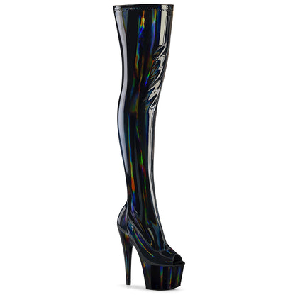ADORE-3011HWR 7" Heel, 2 3/4" PF Peep Toe Thigh High Boot, Side Zip