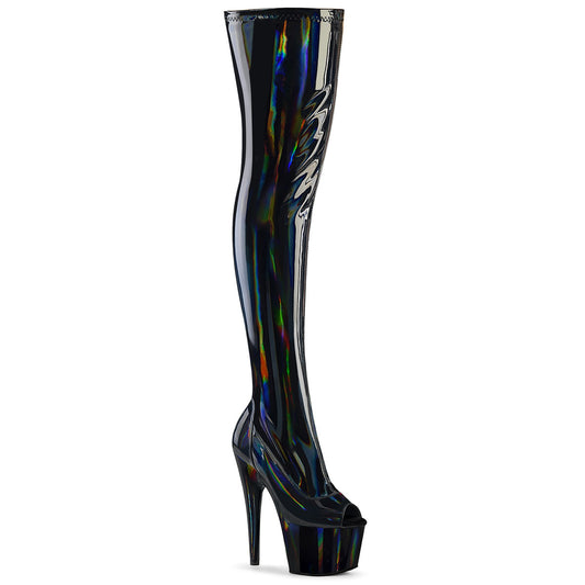 ADORE-3011HWR 7" Heel, 2 3/4" PF Peep Toe Thigh High Boot, Side Zip