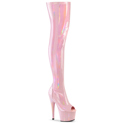 ADORE-3011HWR 7" Heel, 2 3/4" PF Peep Toe Thigh High Boot, Side Zip