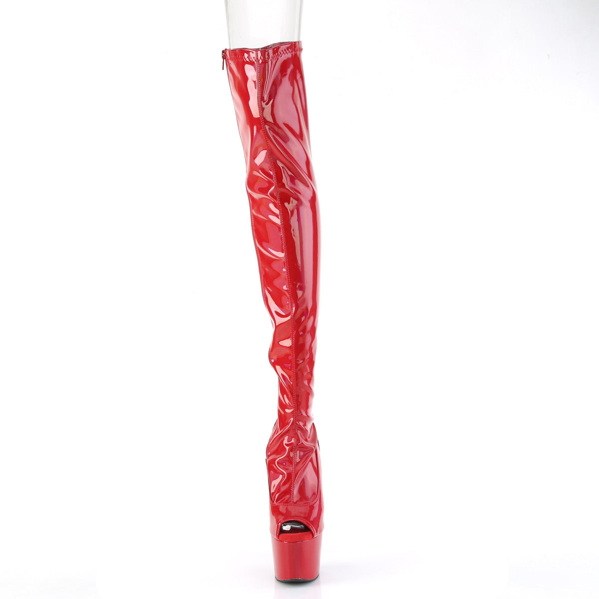 ADORE-3011HWR 7" Heel, 2 3/4" PF Peep Toe Thigh High Boot, Side Zip
