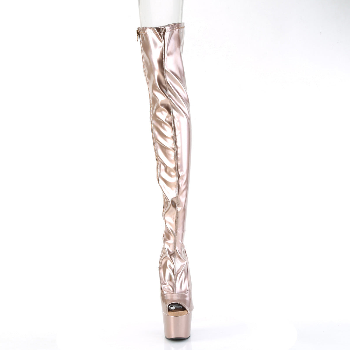 ADORE-3011HWR 7" Heel, 2 3/4" PF Peep Toe Thigh High Boot, Side Zip