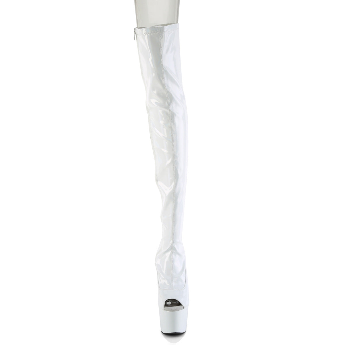ADORE-3011HWR 7" Heel, 2 3/4" PF Peep Toe Thigh High Boot, Side Zip
