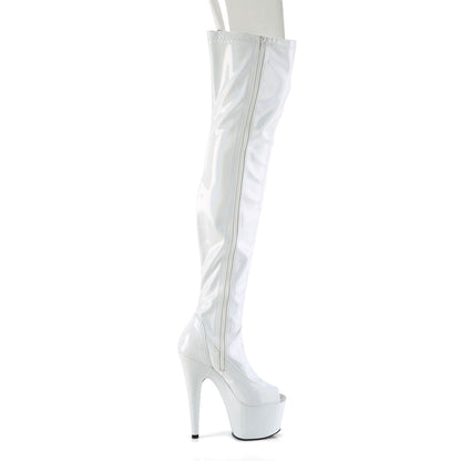 ADORE-3011HWR 7" Heel, 2 3/4" PF Peep Toe Thigh High Boot, Side Zip