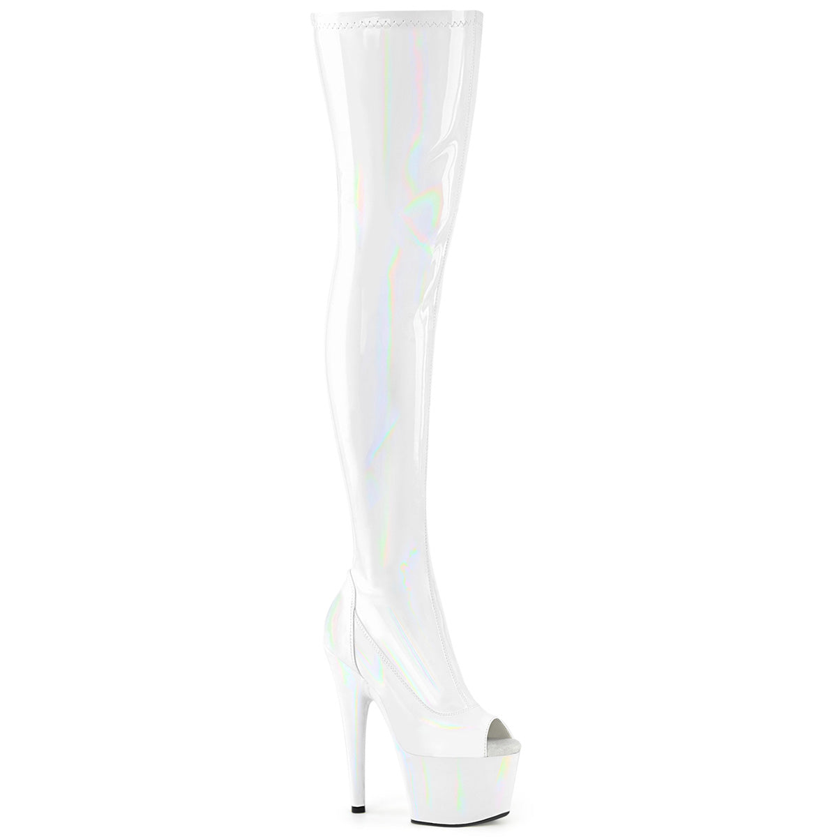 ADORE-3011HWR 7" Heel, 2 3/4" PF Peep Toe Thigh High Boot, Side Zip