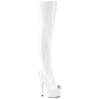 ADORE-3011HWR 7" Heel, 2 3/4" PF Peep Toe Thigh High Boot, Side Zip