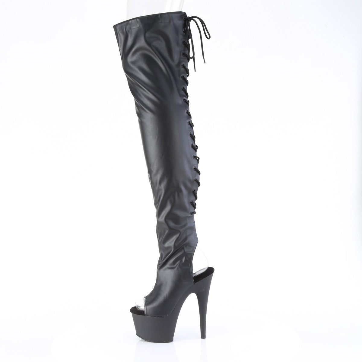ADORE-3017 7" Heel, 2 3/4" PF Open Heel/Toe Thigh High Boot, Side Zip