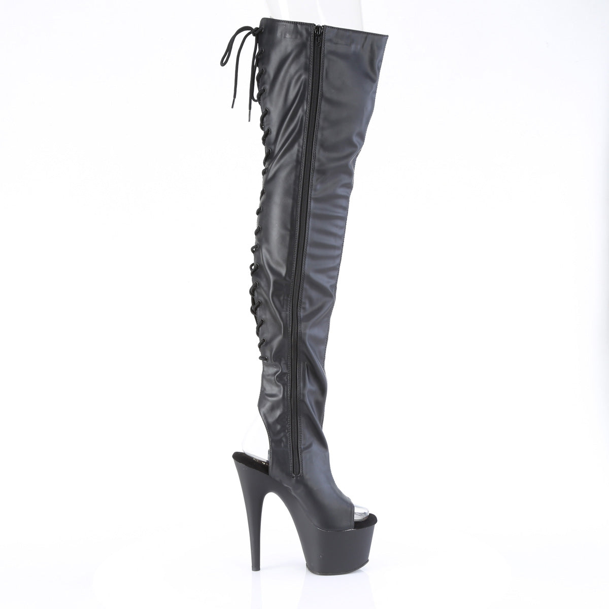 ADORE-3017 7" Heel, 2 3/4" PF Open Heel/Toe Thigh High Boot, Side Zip