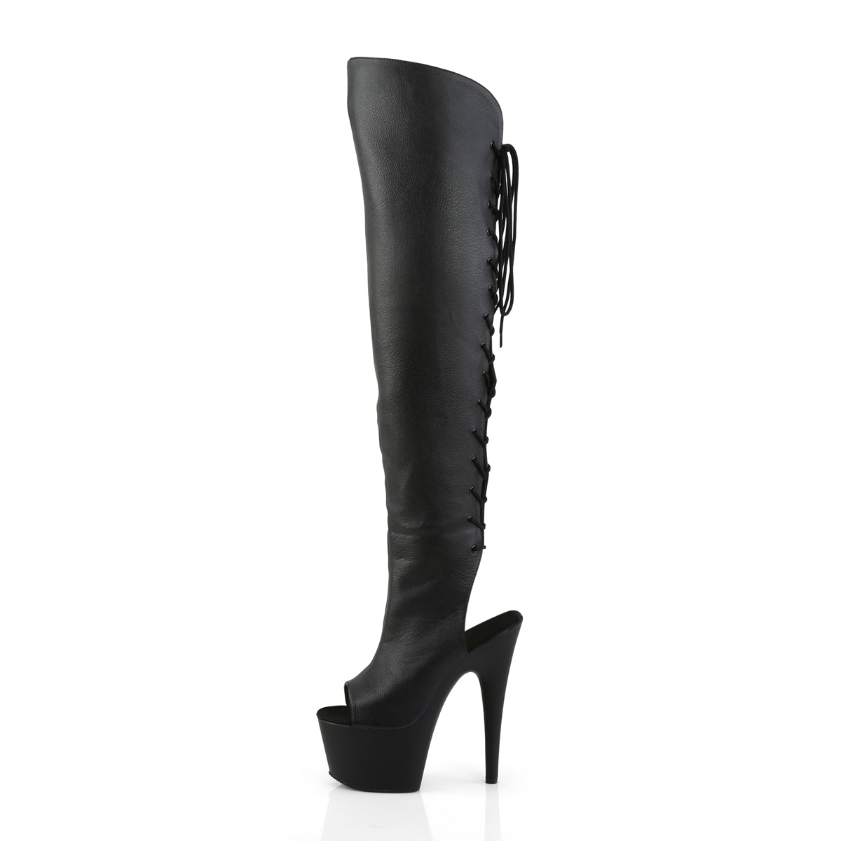 ADORE-3019 7" Heel, 2 3/4"PF Open Toe/Heel Over-The-Knee Boot, Side Zip