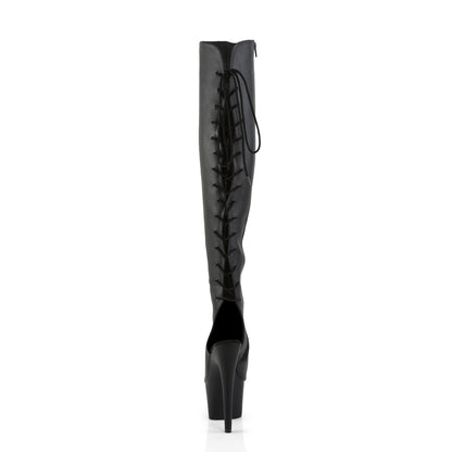 ADORE-3019 7" Heel, 2 3/4"PF Open Toe/Heel Over-The-Knee Boot, Side Zip