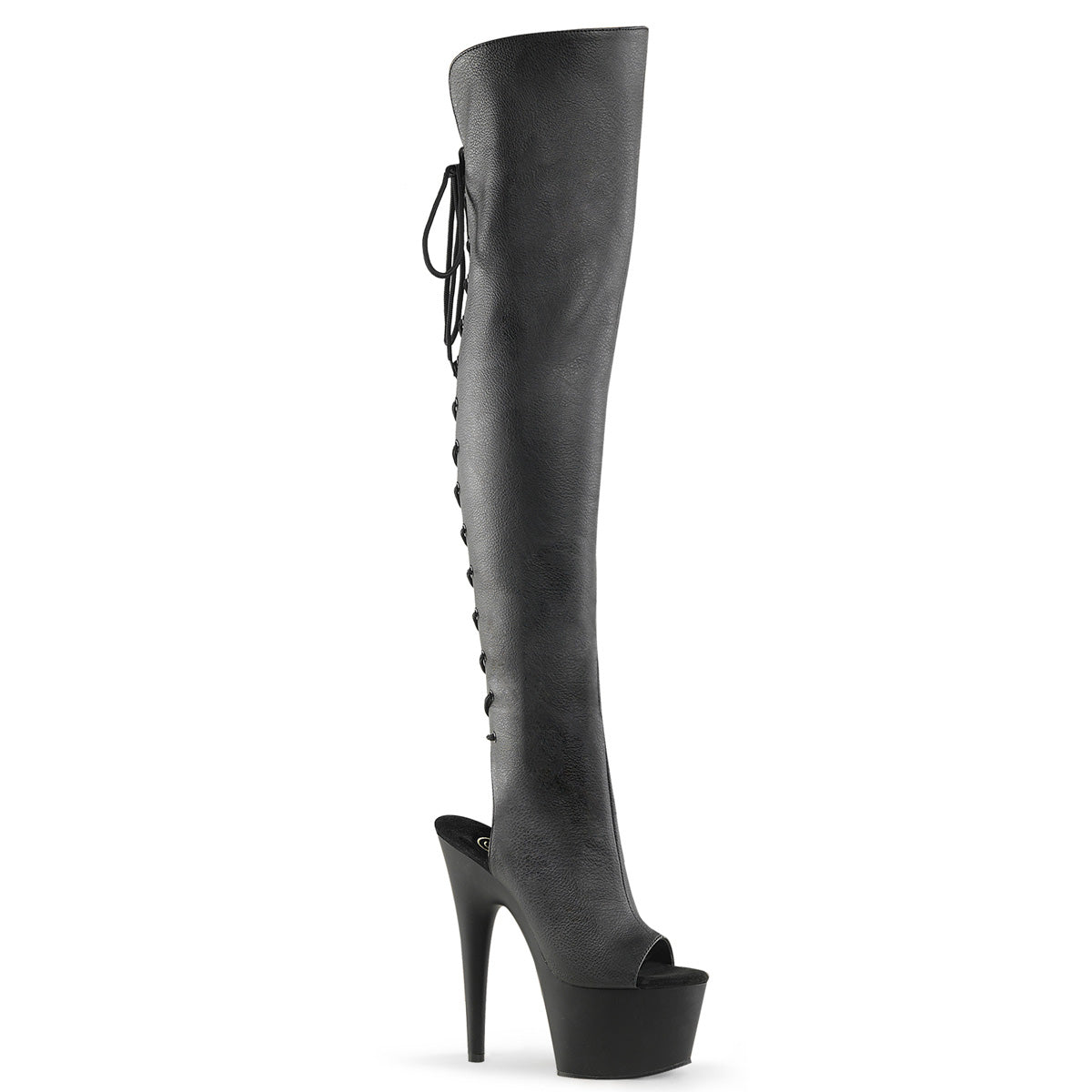 ADORE-3019 7" Heel, 2 3/4"PF Open Toe/Heel Over-The-Knee Boot, Side Zip