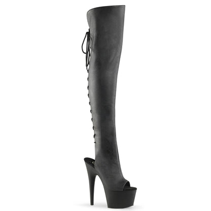ADORE-3019 7" Heel, 2 3/4"PF Open Toe/Heel Over-The-Knee Boot, Side Zip