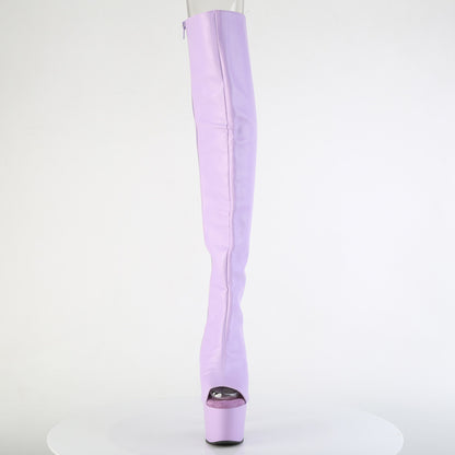 ADORE-3019 7" Heel, 2 3/4"PF Open Toe/Heel Over-The-Knee Boot, Side Zip