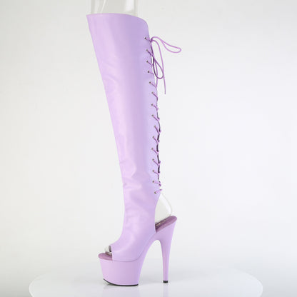 ADORE-3019 7" Heel, 2 3/4"PF Open Toe/Heel Over-The-Knee Boot, Side Zip