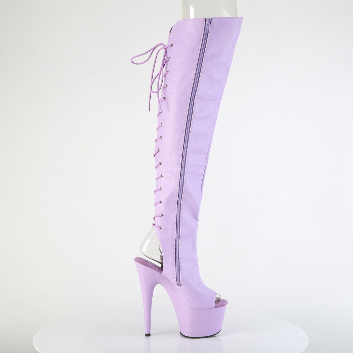 ADORE-3019 7" Heel, 2 3/4" PF Open Toe Over-The-Knee Boot, Side Zip