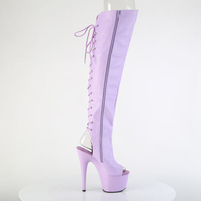 ADORE-3019 7" Heel, 2 3/4" PF Open Toe Over-The-Knee Boot, Side Zip