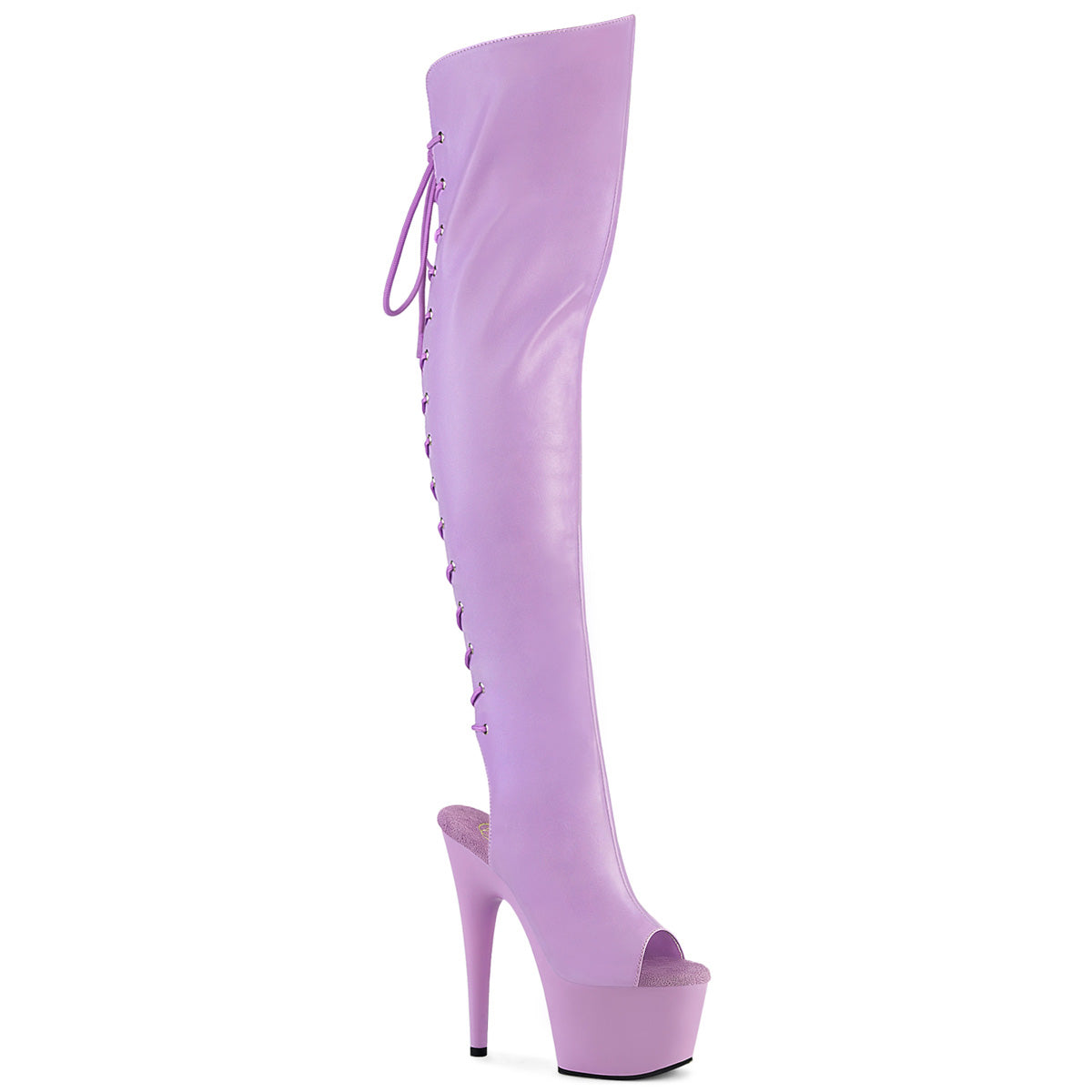 ADORE-3019 7" Heel, 2 3/4"PF Open Toe/Heel Over-The-Knee Boot, Side Zip