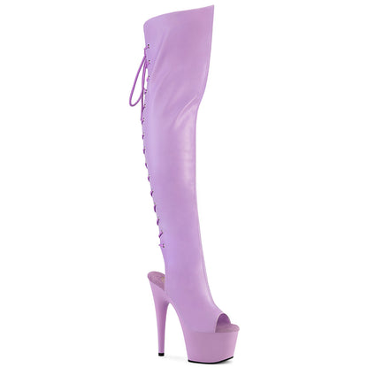 ADORE-3019 7" Heel, 2 3/4"PF Open Toe/Heel Over-The-Knee Boot, Side Zip