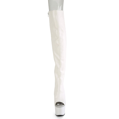 ADORE-3019 7" Heel, 2 3/4"PF Open Toe/Heel Over-The-Knee Boot, Side Zip