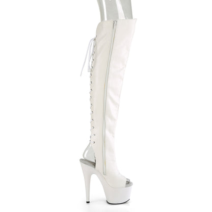 ADORE-3019 7" Heel, 2 3/4"PF Open Toe/Heel Over-The-Knee Boot, Side Zip