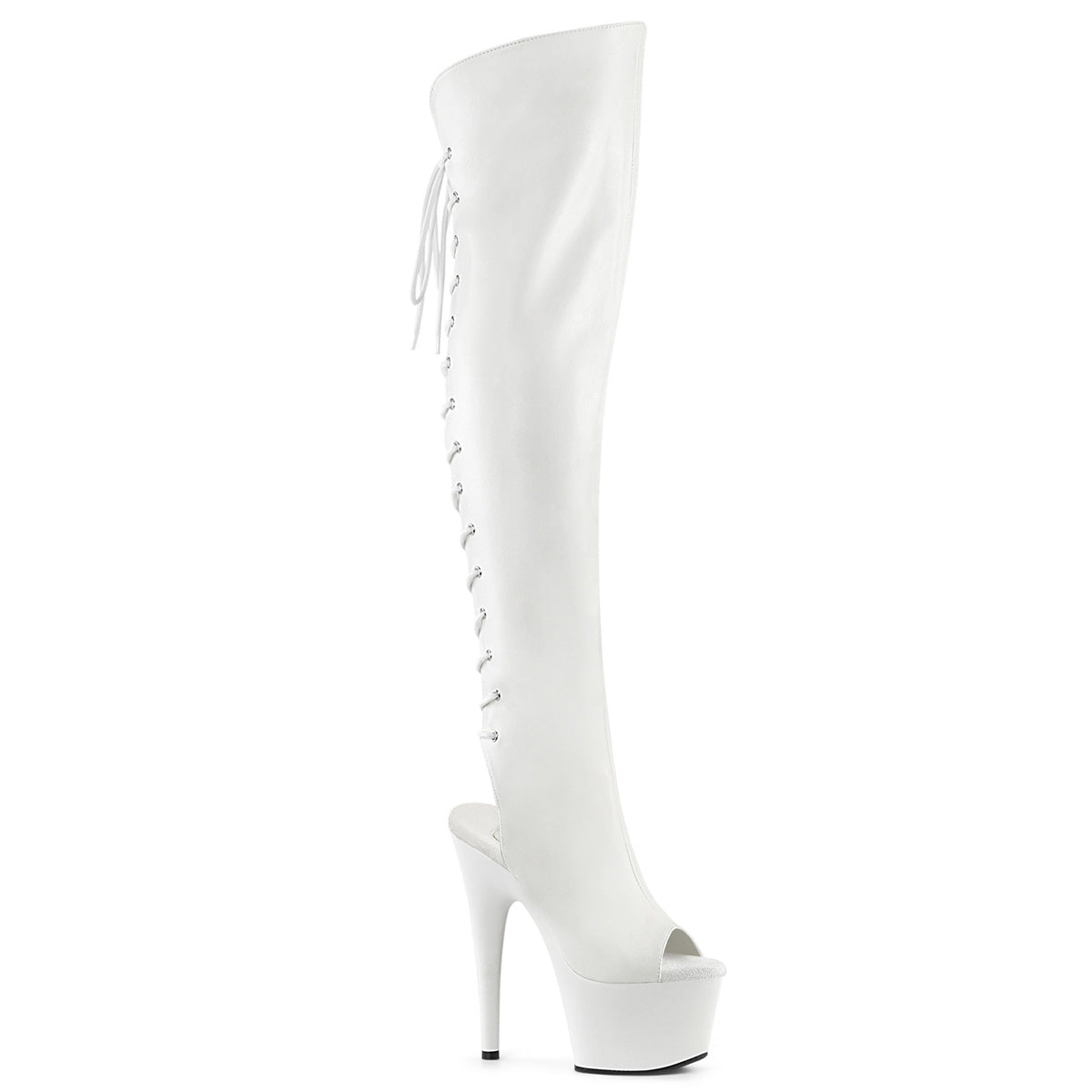 ADORE-3019 7" Heel, 2 3/4" PF Open Toe Over-The-Knee Boot, Side Zip