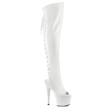 ADORE-3019 7" Heel, 2 3/4" PF Open Toe Over-The-Knee Boot, Side Zip