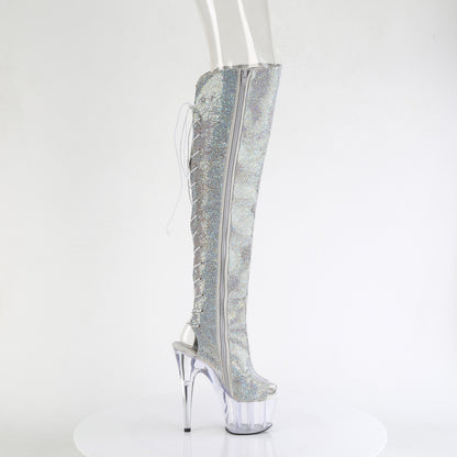 ADORE-3019C-RS 7" Heel, 2 3/4" PF Open Toe/Heel OTK Boot w/RS, Side Zip