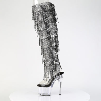 ADORE-3019C-RSF 7" Heel, 2 3/4" PF 8-Layer Fringe OTK Boot, Side Zip